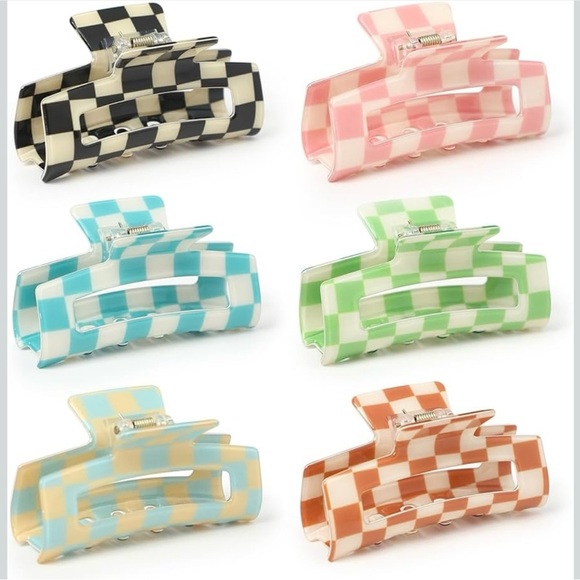 Checkered Hair Claw Clips Set - Picture 3 of 3